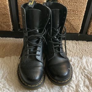 Dr. Martens 1490 Smooth Black 10-Eye Combat Boots,  US size 7 mens, 9 women